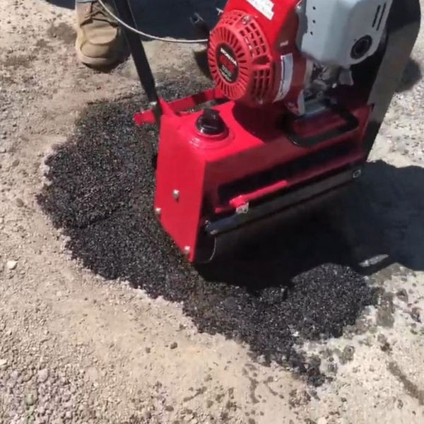 Asphalt Roller In Use Close Up